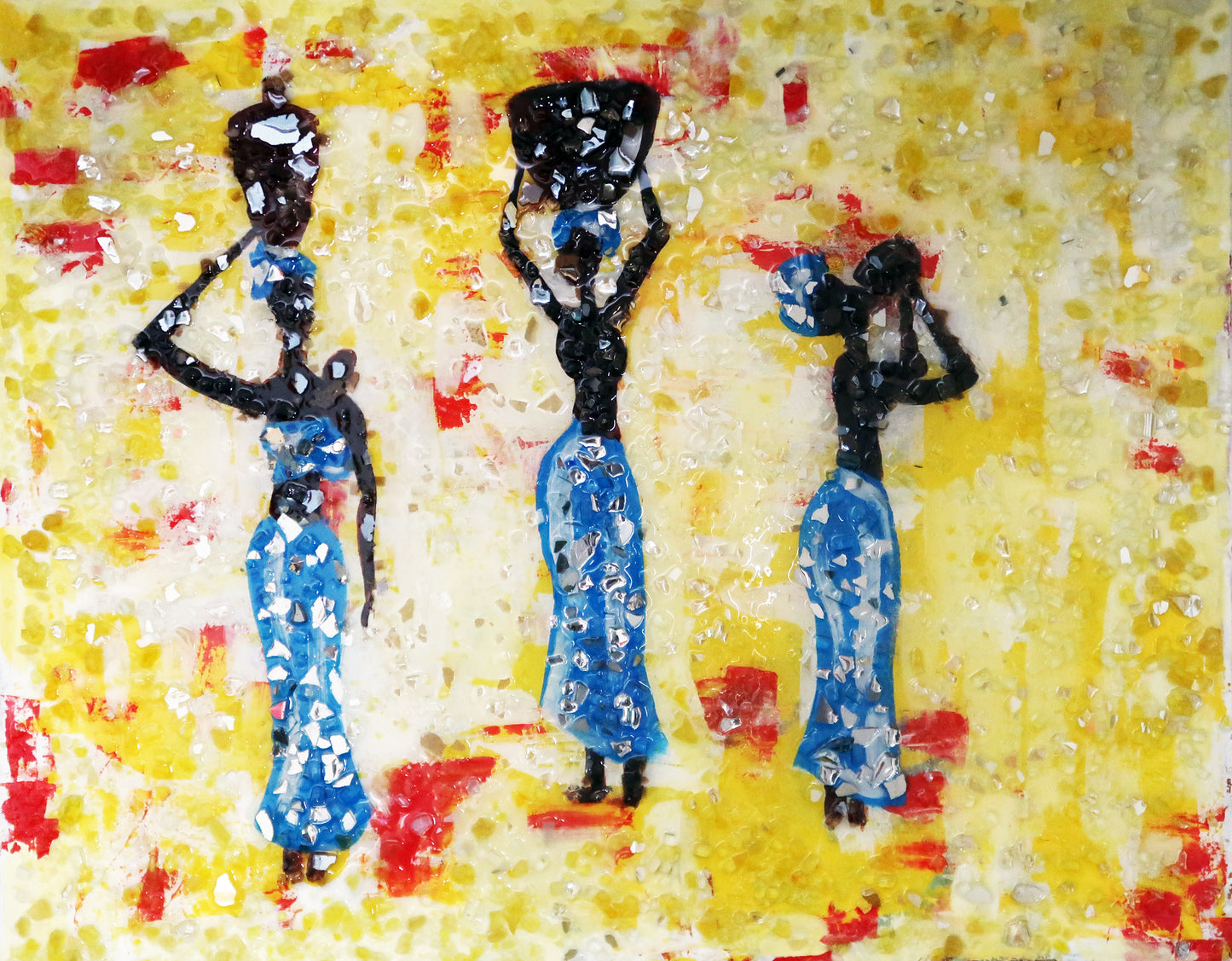 "Femme de Bleu" Original Painting Created with Glass