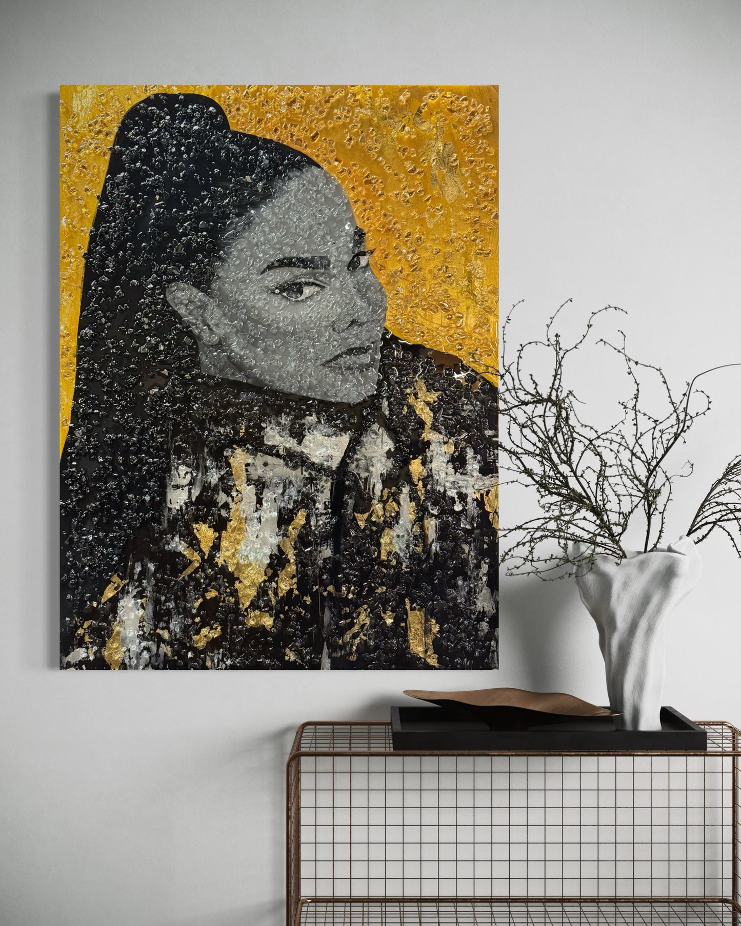 Janet Jackson Glass Abstract Original Painting by Dunnie O x Simone Agoussoye