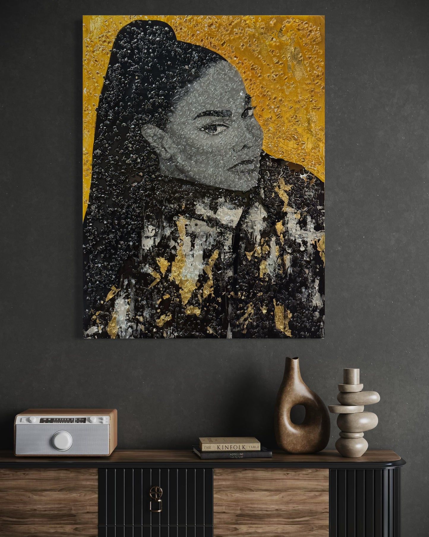 Janet Jackson Glass Abstract Original Painting by Dunnie O x Simone Agoussoye