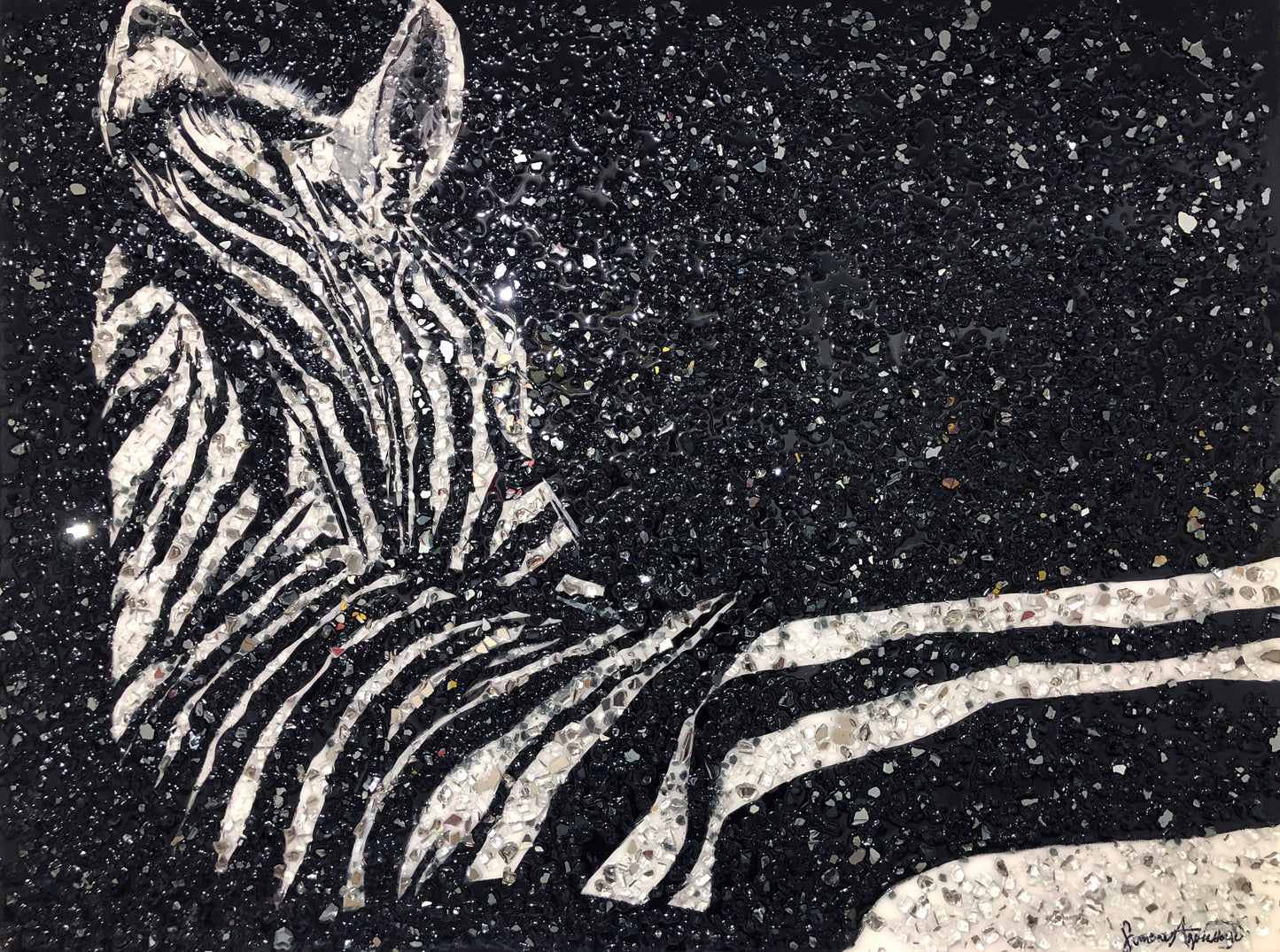 "Z" Original Painting Created with Glass